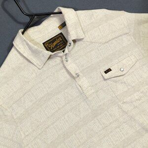 Howler Bros Polo Shirt Men's L Beige Peral Snap Ranchero Short Sleeve